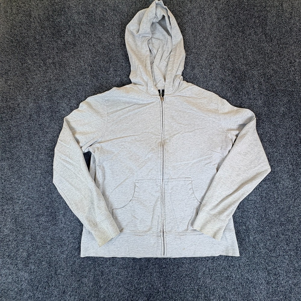 New York & Company Hoodie Womens Medium Heather Gray Cotton Full Zip Winter